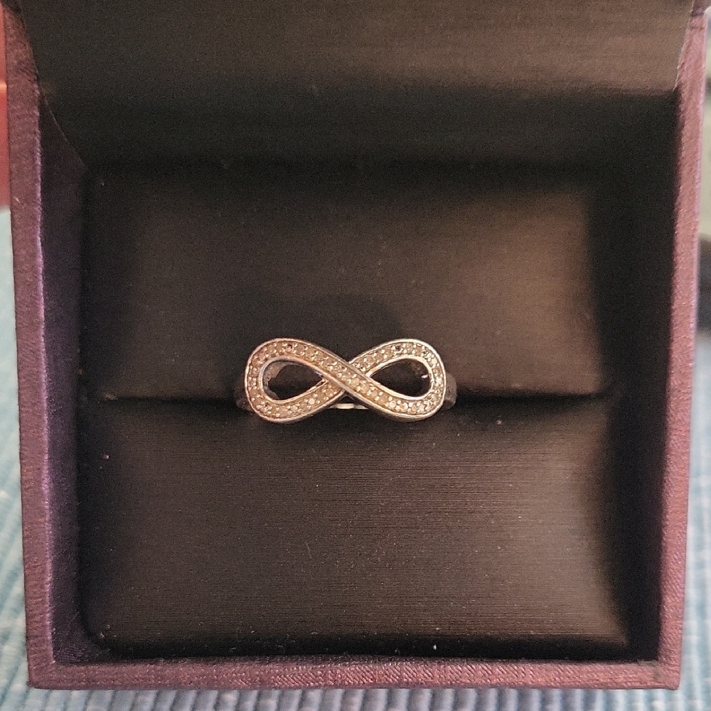 Silver And Diamond Infinity Ring